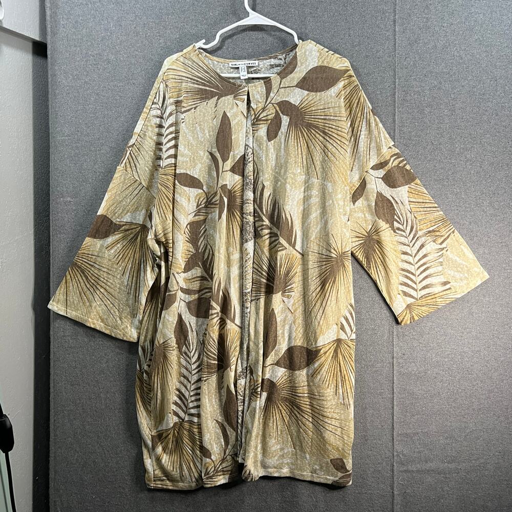 Girl With Curves Knit Palm Cardigan Neutral Palm Size 1X
